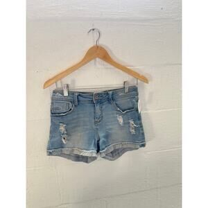 L&M Jeans Light Wash Mid-Rise Distressed Denim Shorts Size Medium